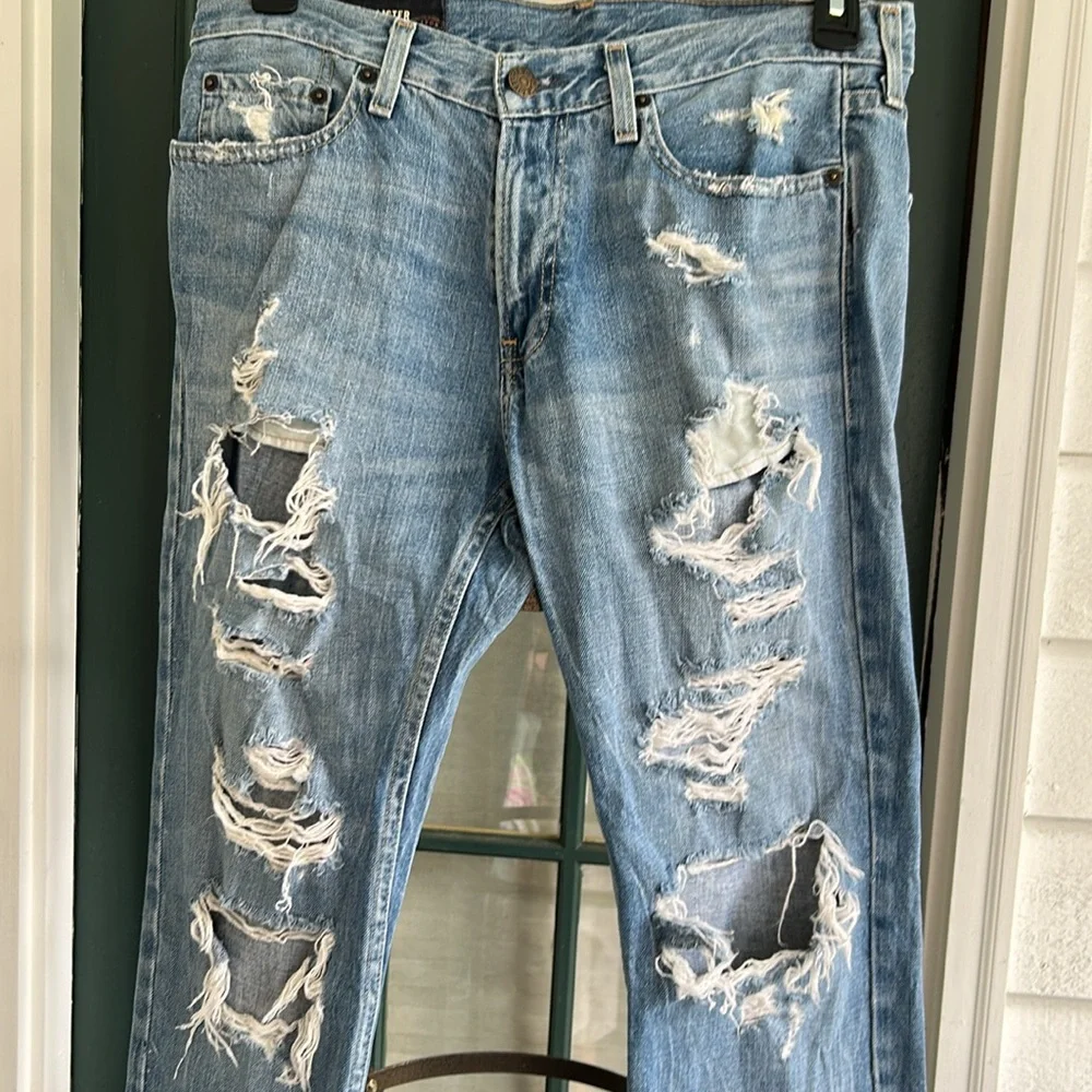 Hollister Blue Straight Distressed Jeans 31 x 32